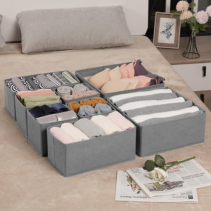 Criusia Drawer Organizer Clothes,16 Pack Underwear Drawer Organizers, Foldable Closet Organizers and Storage Dresser Drawer Dividers Clothing Organizer for Clothes, Socks, Scarves, Bra, Ties (Grey) - Image 9