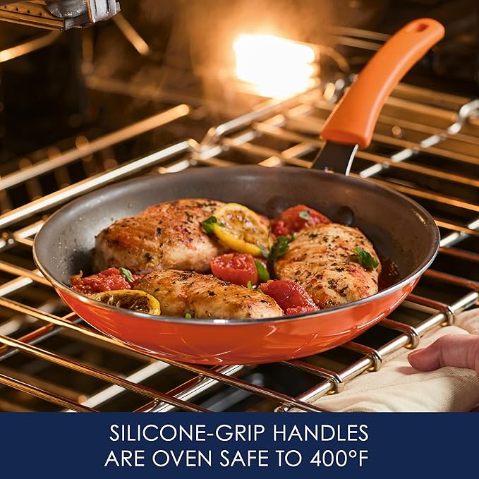 Rachael Ray Cook + Create Nonstick Cookware Frying Pan/Skillet, Fry Pan, 10 Inch - Orange - Image 5