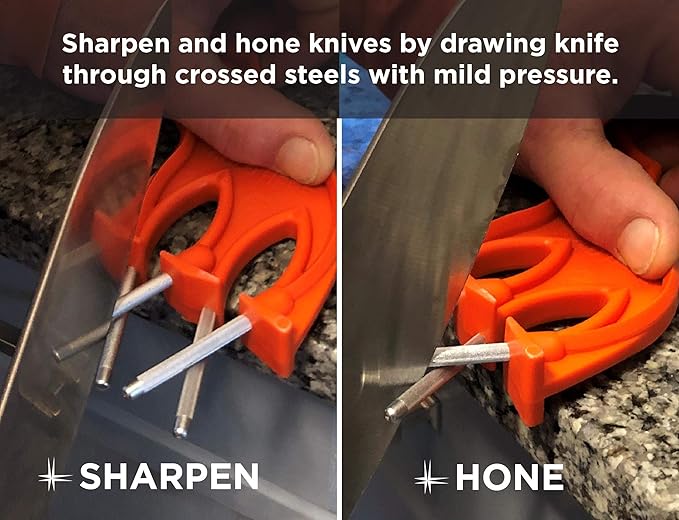 The Edgemaker Knife Sharpener Pro 331- Perfect for Sharpening & Honing any Blade, Durable, Safe & Easy to Use- Orange