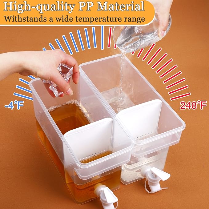 Breroa 3 Pieces 3.5 Liter Clear Beverage Dispenser with Spigot, Plastic Drink Dispenser for Fridge with Handle Clean Brush, Iced Juice Lemonade Dispensers for Parties & Daily Use,12.2 x 5.5 x 6.9 Inch