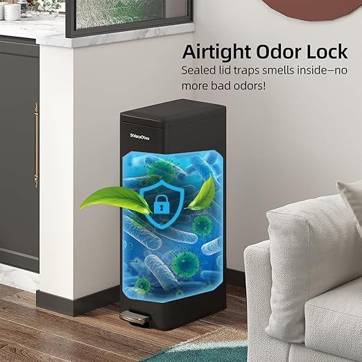 Soft-Close Trash Can with lid，8 Gallon/30L Anti-Fingerprint Stainless Steel Garbage Can with Foot Pedal for Kitchen, Black - Image 3