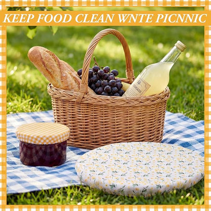 Patelai 10 Pcs Bowl Covers Reusable in 5 Size Stretch Cloth Fabric Elastic Food Storage Bowl Covers Bread Sourdough Lids for Proofing Food Fruits Leftover (Yellow, White,Bee Style) - Image 7
