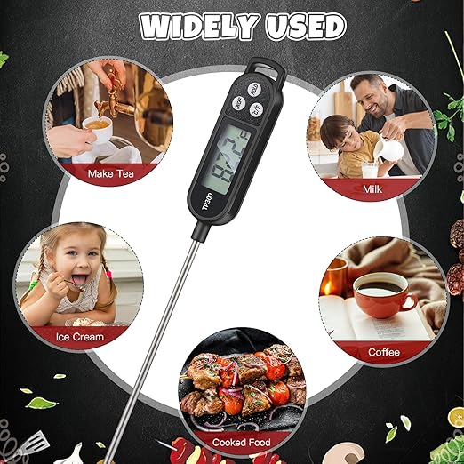 Copkim 6 Pcs Meat Thermometer Food Thermometer with Probe Water Liquid Instant Read Digital Thermometer Cooking Thermometer Supplies BBQ Kitchen Thermometer for Cooking Milk Yogurt (Black) - Image 7