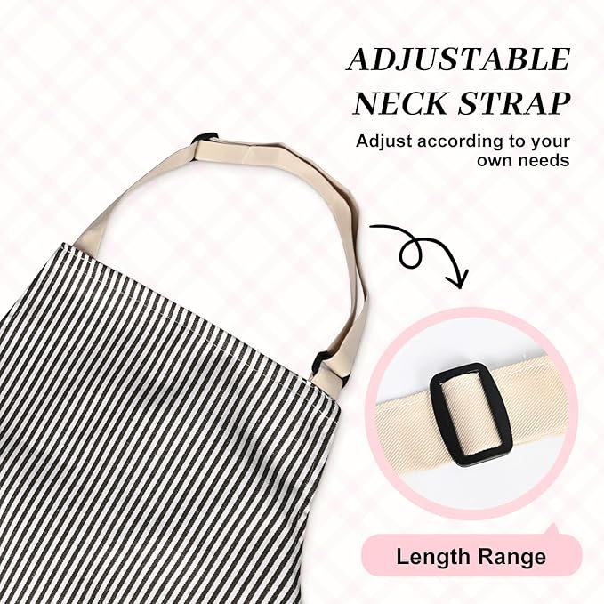 2Pack Adjustable Kitchen Apron for Women Men with 2 Pockets，Cotton-Polyester Blend Bib Aprons for Cooking,Baking - Image 5
