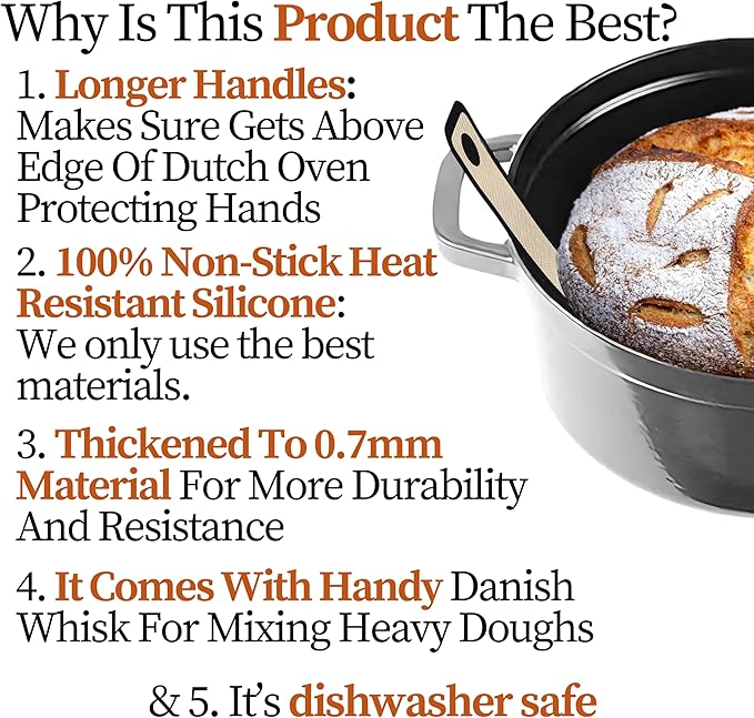 Introducing The Easy-Lift Dutch Oven Silicone Bread Sling & Scoop & Dust Flour Sifter Combo. A Premium Sourdough Bread Mat & Artisanal Flour Dusting Wand Bread Baking Supplies Set (2pcs)