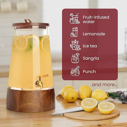 FOODLE Large Glass Drink Dispenser with Spigot - Glass Beverage Dispenser with Stand - Perfect for Parties & Weddings - Pitcher for Lemonade, Water, Sangria, Punch & Juice - Leakproof - 1.72 Gallon - Image 7