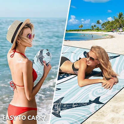 WIWIGO Beach Blanket Waterproof Sandproof Beach Mat 79" X 83"/10'x9'for 2-8 Adults Quick Drying Outdoor Picnic Mat Beach Accessories for Travel, Camping, Hiking - Image 4