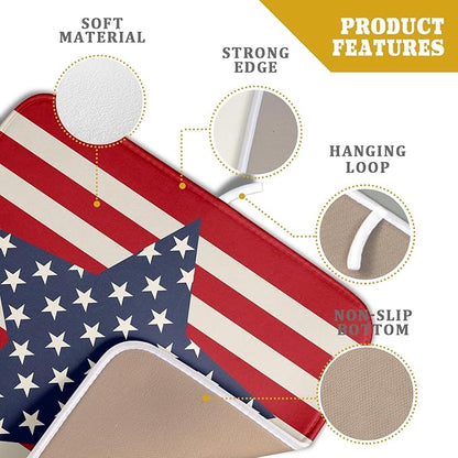 Blue Star Patriotic July of 4th Dish Drying Mat for Kitchen Counter 16x18 Independence Day Red Striped Absorbent Reversible Microfiber Drying Mats Kitchen Countertop Protector Dishes Drainer Rack Pad - Image 4