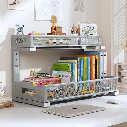 1 Pack 19IN Depth Under Sink Storage Organizer, Large 2-Tier Elegant Mesh Pull Out Shelf for Kitchen and Bathroom Cabinet Organization, L-Shaped and Adjustable Height Design-Gun Gray - Image 9