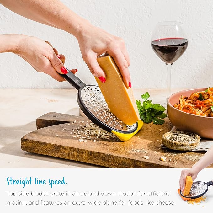 Dreamfarm Ograte Two-Sided Coarse Food & Vegetable Speed-Grater with Non-Slip Bowl Hook & Foot - 6mm Coarse Grater, Orange - Image 6