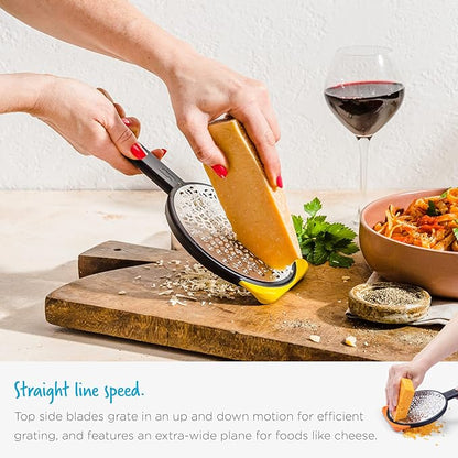 Dreamfarm Ograte Two-Sided Medium Food & Vegetable Speed-Grater with Non-Slip Bowl Hook & Foot - 3mm Medium Grater, Yellow - Image 6