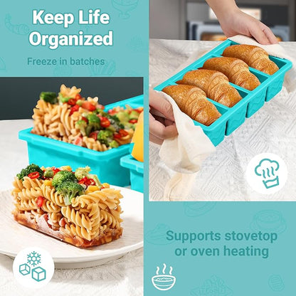 Doasuwish Silicone Freezer Molds for Soup with Lid – 1-Cup Soup Container Style Ice Cube Trays for Freezer, Meal Prep & Food Storage, Freeze 250mL/125mL Portions – 4 Pack