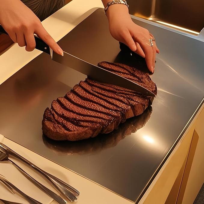 OTAVILEM Stainless Steel Cutting Boards for Kitchen, Kneading Cutting Board Mats, Metal Cutting Board for Meat, Fruits, Vegetables, Bread, and Baking Large Cutting Boards 19.7"L x 15.7"W - Image 2