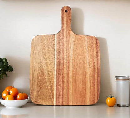 ZeQi Acacia Wood Cutting Board with Handle 14''X10'' / Charcuterie Board/Serving Board/Cheese, Bread, Vegetables & Fruits Serving Board by ZeQi