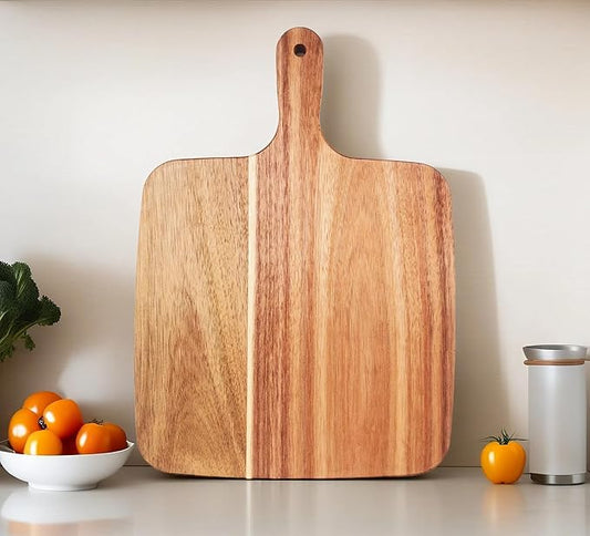 ZeQi Acacia Wood Cutting Board with Handle 14''X10'' / Charcuterie Board/Serving Board/Cheese, Bread, Vegetables & Fruits Serving Board by ZeQi