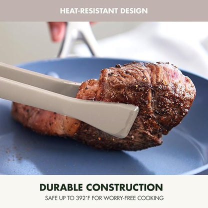 GreenPan Silicone Tong, Cooking Grilling Serving, Salad, Kitchen Utensil, Flexible Rubber Nonstick Cookware, Rigid Steel Core, Heat-Resistant, Anti-Slip Handle, BPA-Free, Dishwasher Safe, Taupe - Image 6