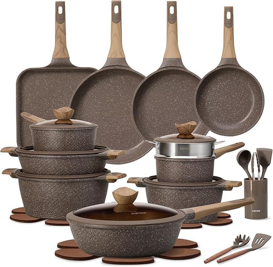 CAROTE 31pcs Pots and Pans Set Non Stick, Cookware Set Pots and Pans Induction Cook Ware, Nonstick Kitchen Cooking, PFOA Free by CAROTE