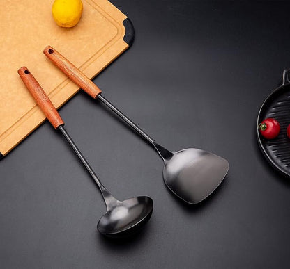 FJNATINH Spatula & Ladle Wok Tool Set, 14.2-15 inches Wok Utensils, Stainless Steel Wok Spatula - Image 4