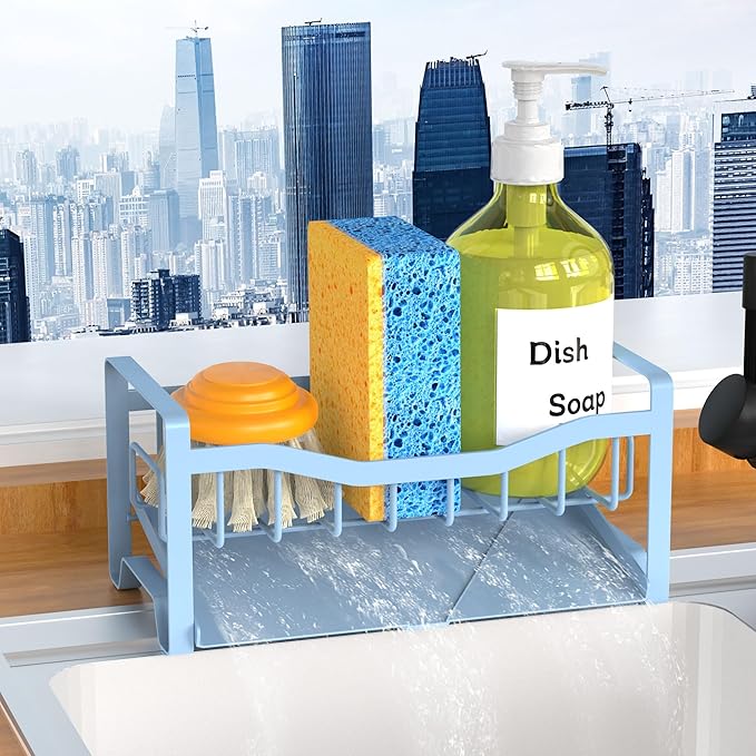 Maifan Stainless Steel Kitchen Sink Caddy Organizer with Auto Drain Tray, Sponge Holder for Countertop Storage by Unknown