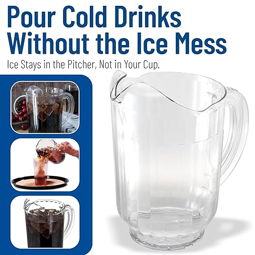 Carlisle FoodService Products Versapour Clear Pitcher Tall Pitcher for Restaurants, Catering, Kitchens, Plastic, 60 Ounces, Clear - Image 6