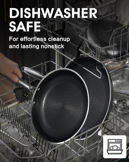 10 Inch Non Stick Frying Pan with Lid, Hybrid Nonstick Stainless Steel Skillet Pan with Stay-cooling Handle, PFOA Free Non Toxic Dishwash & Oven Safe Kithchen Cookware Set Compatible All Cooktops - Image 8