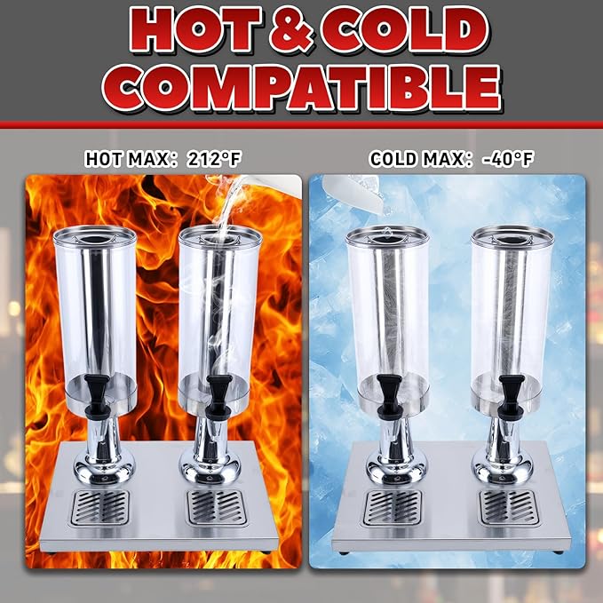2-Gallon Drink Dispenser with Stainless Steel Drip Tray - Party Beverage Juice Lemonade Iced Tea Water Dispenser for Church Events, Catering, Family Gatherings & Outdoor (SILVER)