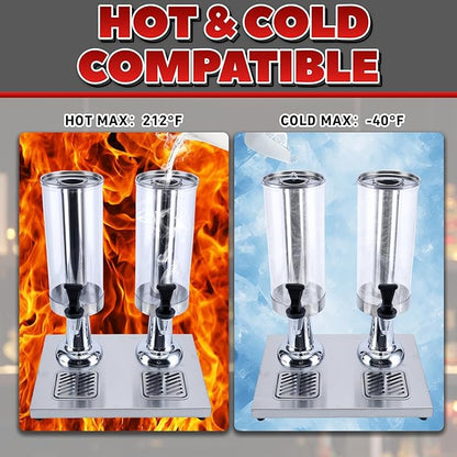 2-Gallon Drink Dispenser with Stainless Steel Drip Tray - Party Beverage Juice Lemonade Iced Tea Water Dispenser for Church Events, Catering, Family Gatherings & Outdoor (SILVER)