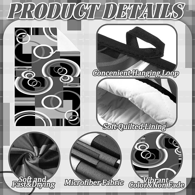 Jingmore 6 Pcs Kitchen Decor Set Accessorie Farmhouse Kitchen Towels Pot Holders Oven Mitts Set 2 Dish Towels 2 Pot Holders 2 Cooking Mittens Oven Glove for Cooking (Gray and Black,Geometric) - Image 6