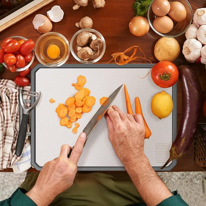 Stainless Steel Cutting Board, Scratch-resistant Cutting Board for Kitchen, 16 * 11 inch Double Sided Chopping Board, 304 Stainless Steel and Food-Grade Wheat Straw PP, Dishwasher Safe - Image 5