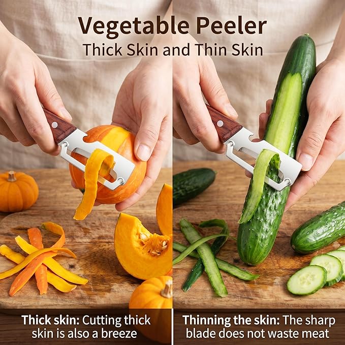 Multifunctional Vegetable Peeler for Kitchen & Bottle Opener,2 in 1 Stainless Steel Paring Knife for Fruit Veggie,Kitchen Gadgets for Sugar Cane Potato Fruit Pineapple Pumpkin Veggie Peeler - Image 3