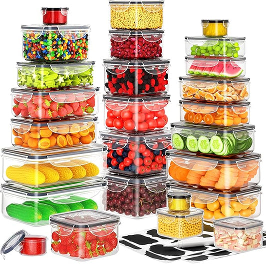52 PCS Food Storage Containers with Lids Airtight (26 Containers & 26 Lids), Plastic Storage Meal Prep Container-Stackable 100% Leakproof & BPA-Free Organization and Storage Set, Lunch Containers by PONYCROSSINGTHERIVER