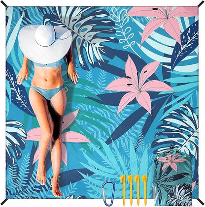 WIWIGO Beach Blanket Waterproof Sandproof Beach Mat 79" X 83"/10'x9'for 2-8 Adults Quick Drying Outdoor Picnic Mat Beach Accessories for Travel, Camping, Hiking - Image 6