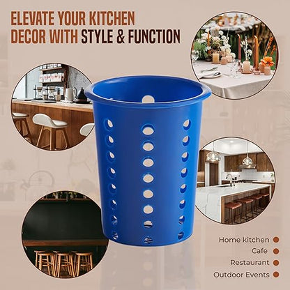 OCS Parts Perforated Utensil Drying Cups | Blue | Set of 3 | Plastic Flatware Holder Cylinders for Kitchen Counter Organization - Image 6