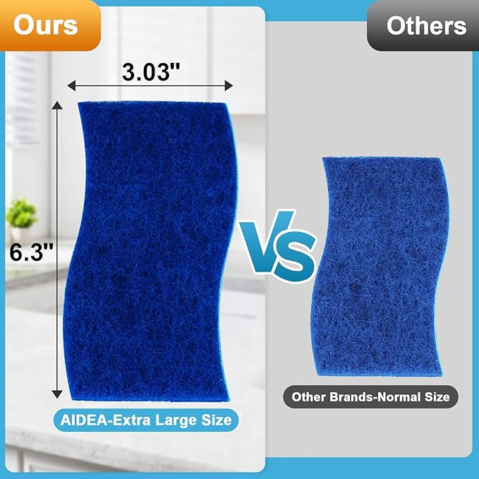 AIDEA XL Scrub Sponges Non-Scratch 12Count, Extra Large Sponges Kitchen, Sponge for Dishes, Cleans Fast Without Scratching Safe for Non-Stick Cookware, Cleaning Power for Kitchen, House - Image 2