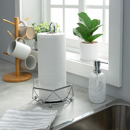 Kitchen Details Geode Paper Towel Holder | Countertop | Free Standing | Holds 1 Large Roll | Rust Resistant | Decorative | Chrome
