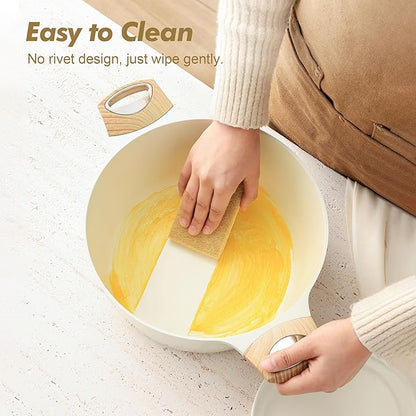 SENSARTE Ceramic Nonstick Stock Pot with Lid, 2.6/4.5/6.6/8.5 QT Soup Pot Casserole Pot, Non-toxic Healthy Pasta Pot, Large Cooking Pot Stew Pot, Induction Compatible, PFOA PFAS PTFE Free, White - Image 4