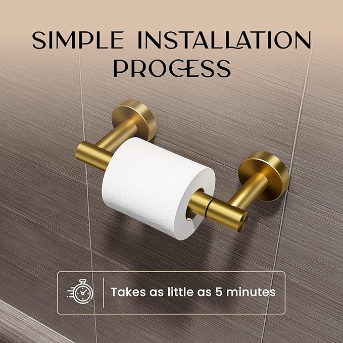 Day Moon™ - Toilet Paper Holder - Modern Roll Holder for Bathroom - 1 Pack - Wall Mount - Classic, Gold - Image 4
