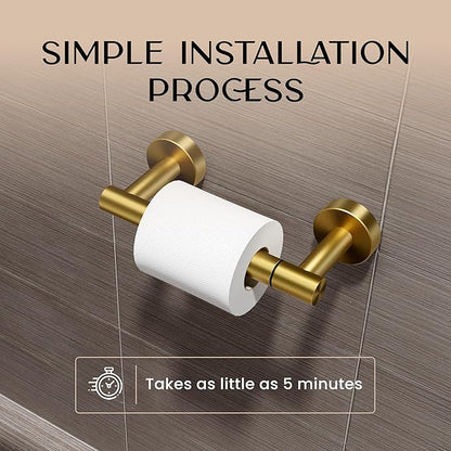 Day Moon™ - Toilet Paper Holder - Modern Roll Holder for Bathroom - 1 Pack - Wall Mount - Classic, Gold - Image 4