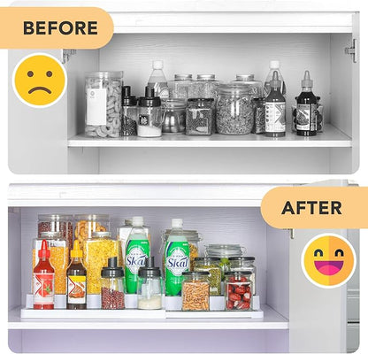 CiWiVOKi 3 Tier Expandable Spice Rack Organizer, Plastic Spice Rack, Adjustable Length 14.6In-25.8In, Non-Skid Tiered Spice Shelf Organizer for Kitchen Cabinet, Cupboard, Pantry, White/Grey - Image 9