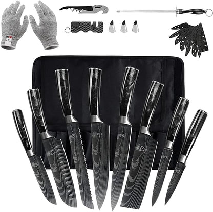 FULLHI Knife Set, 14pcs Japanese Knives Set, Multiple Colour Premium German Stainless Steel Chef Knife Set