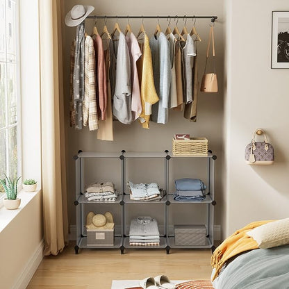 HOMIDEC 6 Light Grey Cube Storage Organizer, Modular Storage Shelf with Hammer, Cube Storage Bin Cabinet Closet Bookshelf for Living Room, Bedroom, Office, Each Cubes Size 11.8 x 11.8 inch - Image 2
