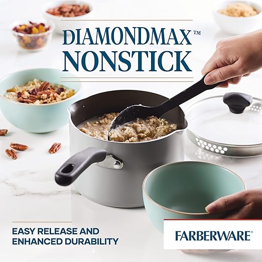 Farberware Cookstart DiamondMax Nonstick Straining Saucepan, Dishwasher Safe, 3 Quart, Silver - Image 5