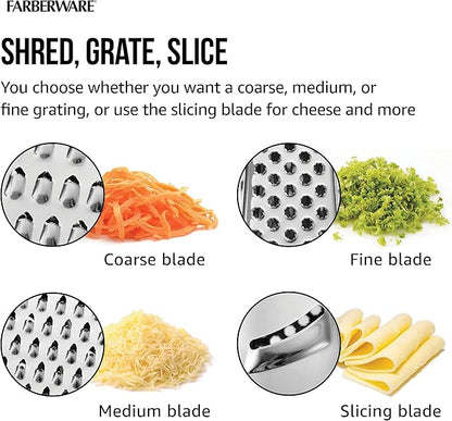 Farberware Professional 4-Sided Slim Stainless Steel Heavy Duty Kitchen Box Grater with Detachable Clear Storage Container, Perfect for Parmesan Cheese, Vegetables, Ginger, with Lemon Zester - Image 5