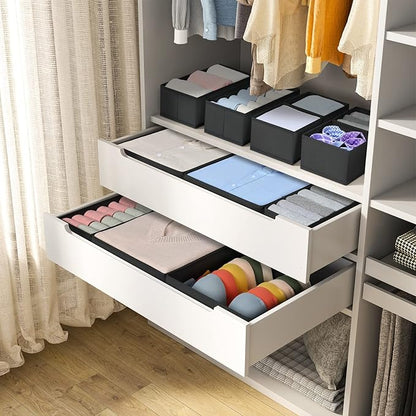 DIMJ Clothes Drawer Organizer, 12 Packs, Foldable Underwear Organizer for Baby Clothes, Tie, Bra, Sock (Black) - Image 6
