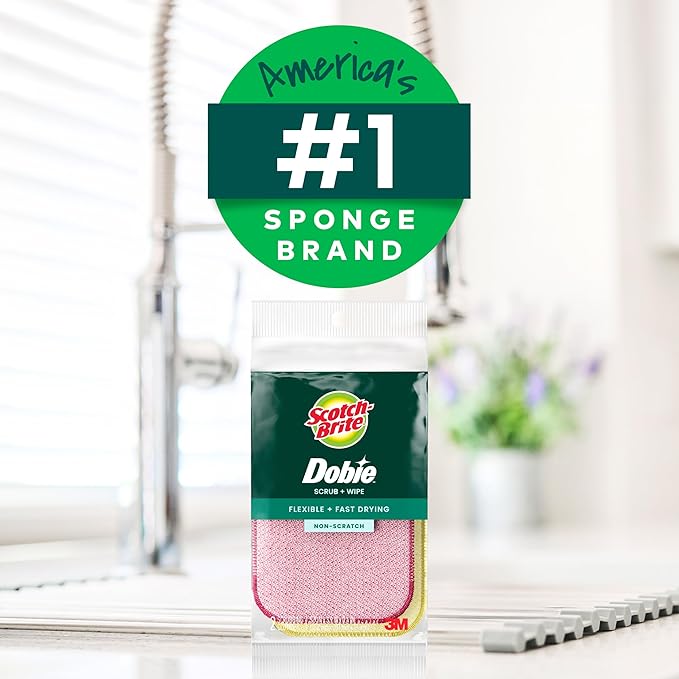 Scotch-Brite Dobie Scrub & Wipe Cloths,Sponge Cloths for Cleaning Kitchen,Bathroom,and Household,Dobie Scrub and Wipe Cloth Absorbs-and Doesn't Scratch,2 Cleaning-Cloths,(Pack of 12) - Image 10