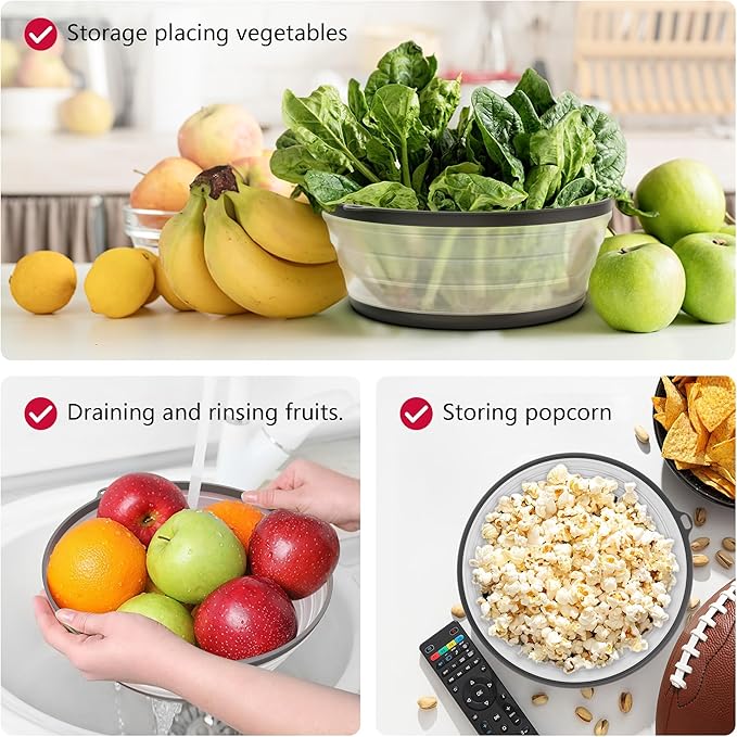 WVM Microwave Splatter Cover Vented for Food with Hook Hole, Splatter Guard & Colander Kitchen Gadget for Food, Meal Prep, Dark Grey - Image 5
