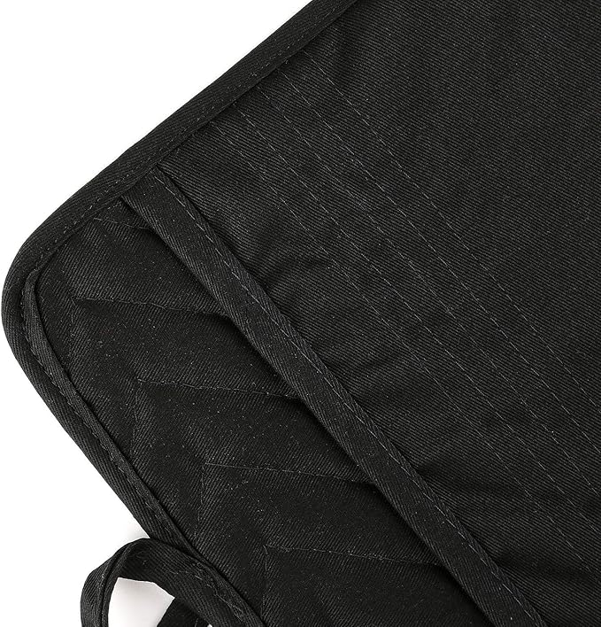 Oven Pot Holder with Pocket Cotton Heat Resistant Coaster Potholder Kitchen Hot Pad Oven Mitts for Cooking Square 7"x9" Set of 3 (Black) - Image 4