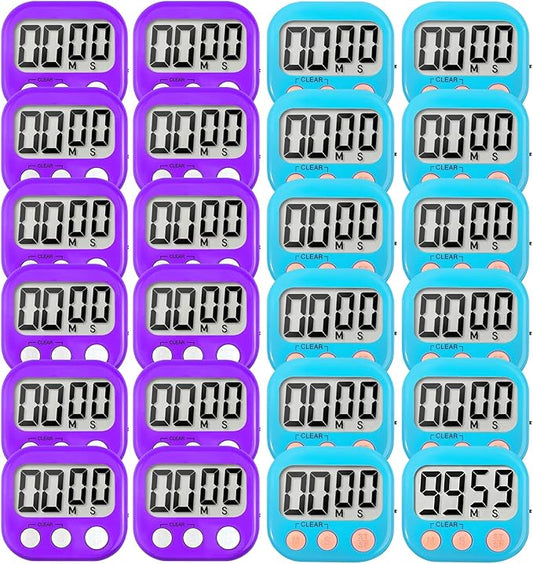 24 Pack Digital Kitchen Timer Small Classroom Timers for Kids Teachers (Blue&Purple) by VOULOIR