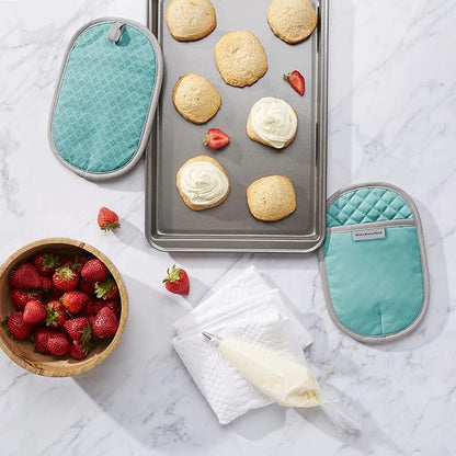 KitchenAid Asteroid Pot Holder 2-Pack Set, Aqua, 6.5"x10" - Image 2