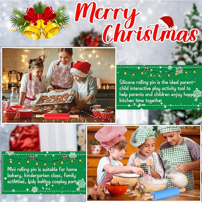 Dandat 12 Pcs Small Rolling Pin Kids 12 Inch Mini Silicone Rolling Pin for Baking Non Stick Kids Dough Roller with Wooden Handle for Kitchen Cookie Pastry Fondant Cake 6 Colors - Image 5